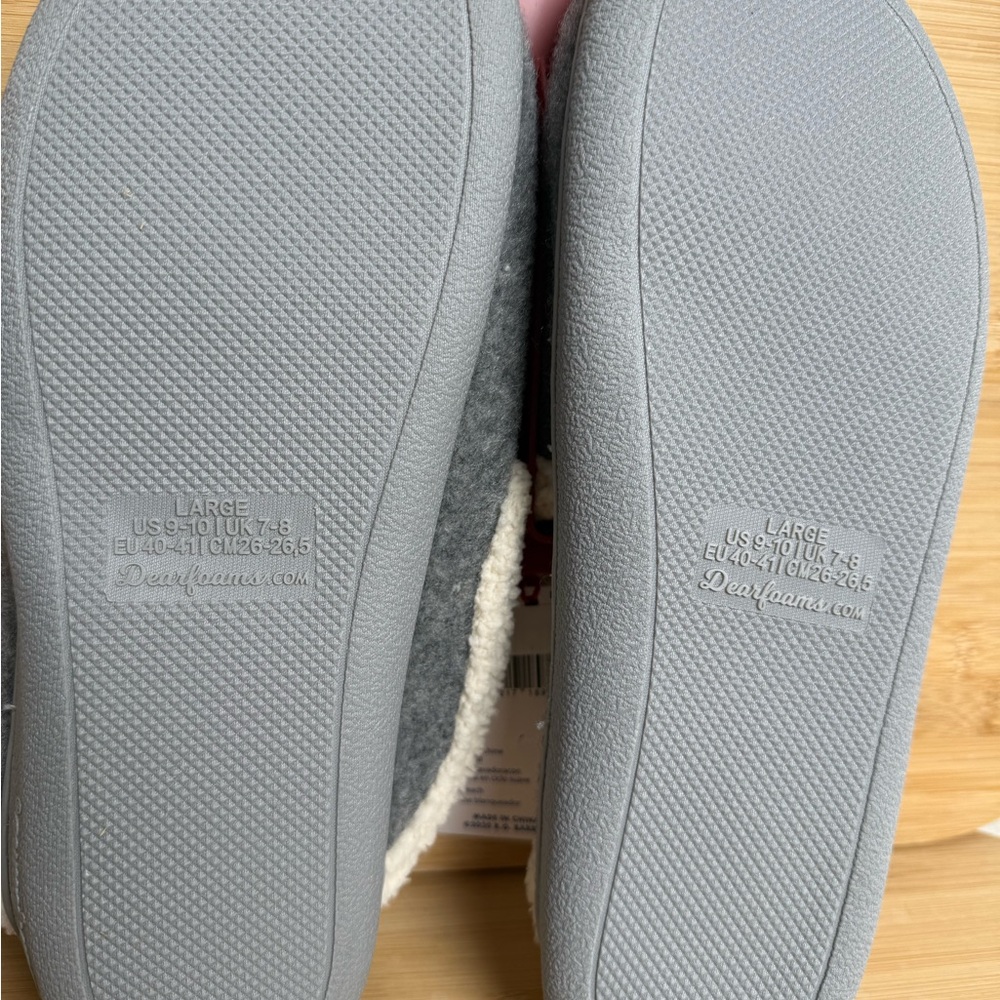 DLuxe Dearfoams Slippers Women’s 9 10 L | No Sweat Comfort Adapt Gray Sherpa - Picture 4 of 5